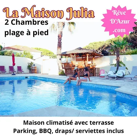 Reve D'Azur, 2 Chambres, Maison Julia En Bord De Mer A La Nartelle, Piscine Partagee, Parking & Terrasse Bbq, Wifi Et Draps Inclus Plage A Pied Sainte-Maxime Buitenkant foto